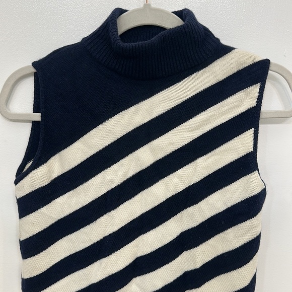 Molly Cashmere Navy Stripes Asymmetrical top - Picture 9 of 12